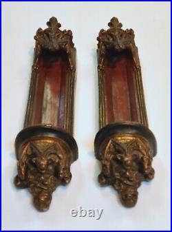 Vintage Pair of BORGHESE GOTHIC REVIVAL Scones Wall Candle Holders