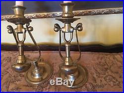Vintage Pair of Brass Victorian Style Wall Sconce Candlesticks Candle Holders