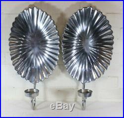 Vintage Pair of Candle Sconces Large Wall Mounting Candle Holders Art Deco Shell