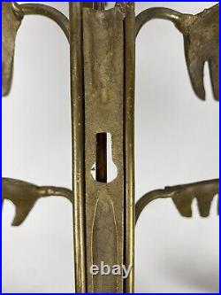 Vintage Pair of Nouveau Brass Leaf Wall Candle Sconces 20 2 Arm Candle Holder