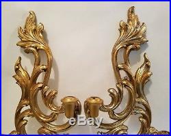 Vintage Pair of Wood French Style WALL SCONCES Candle Holders