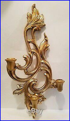 Vintage Pair of Wood French Style WALL SCONCES Candle Holders