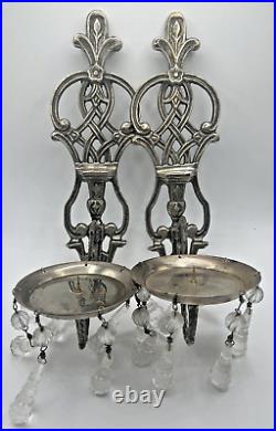 Vintage Pewter Ornate Wall Candle Holders Set of 2