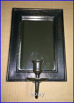 Vintage Primitive Candle Holder Reflector Mirror Rustic Wall Sconce Mirror SUPER