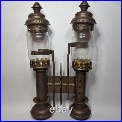 Vintage Railway Train Carriage Wall Candle Sconce. Solid Brass And Glass Gatco