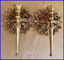 Vintage SYROCO 1964 Gold Wall Sconce Made USA Hollywood Regency 4931 Pair MCM