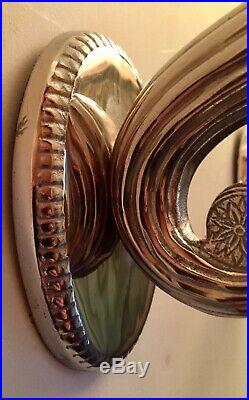 Vintage Scandinavian Scroll Silver Plated Wall Sconces/ Candle Stick Holders