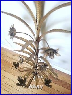 Vintage Sconces Sheaf of Wheat Gold Toleware Wall Candle Holder Sconces Fancy