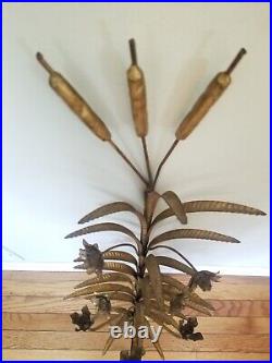 Vintage Sconces Sheaf of Wheat Gold Toleware Wall Candle Holder Sconces Fancy
