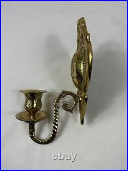 Vintage Set Of 4 Solid Brass Ornate Tapered Candle Wall Sconces Made In India