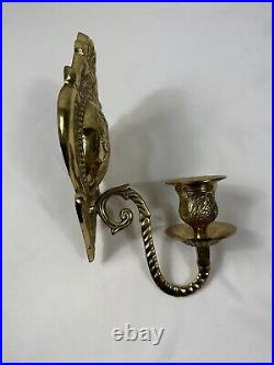 Vintage Set Of 4 Solid Brass Ornate Tapered Candle Wall Sconces Made In India