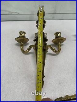 Vintage Set of 4 LAQUERED BRASS 10.5 Wall Sconce Candle Holders Made in INDIA