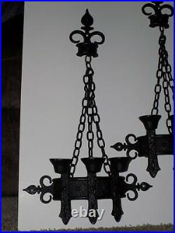 Vintage Sexton 1967 Gothic Medieval Style Candle Holders Wall Sconces USA 2 PC