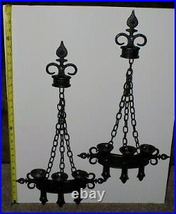 Vintage Sexton 1967 Gothic Medieval Style Candle Holders Wall Sconces USA 2 PC