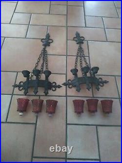 Vintage Sexton Gothic Medieval Candle Holders Wall Sconces 1967 USA 2 PC