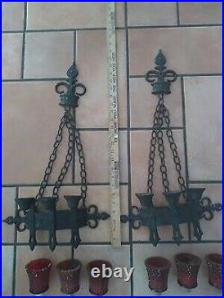 Vintage Sexton Gothic Medieval Candle Holders Wall Sconces 1967 USA 2 PC
