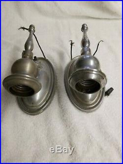 Vintage Silver Metal Wall Sconce Candlestick Holders Pair Candle Holders