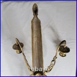 Vintage Solid Brass Double Arm Wall Candelabra