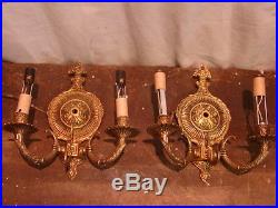 Vintage Solid Brass Pair Wall Mounted Candle Holders Double Arm Sconces ORNATE