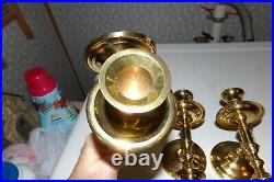 Vintage Solid Brass Wall Sconces 3 Pc. Set Taper Candle Holders