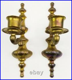 Vintage Solid Brass Wall Sconces Candle Holders Set of 2 Victorian 15