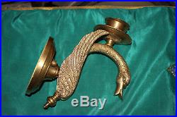 Vintage Style Hollywood Regency Brass Swan Duck Candle Holder Wall Sconce