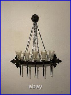 Vintage Syraco Gothic Vampire Lair Look 5 Candle Wall Sconce MCM Made In The USA