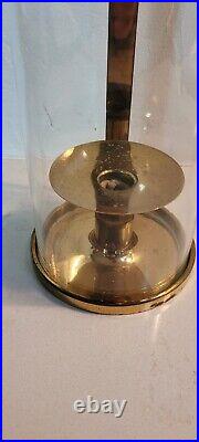 Vintage Tommi Parzinger Brass Candle Wall Sconce With Glass Hurricane