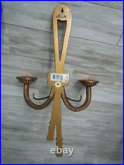 Vintage Toyo Large Double Candle Gold Wall Sconces 22