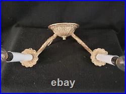 Vintage Twig Design Faux Double Candle Brass Wall Sconce Lights a Pair