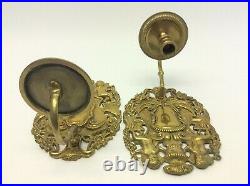 Vintage Used Solid Brass Hanging Wall Sconces Candle Holders Decorative Eagles