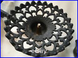 Vintage Victorian Cast'Iron Art' 3 Arm Oil Lamp Candle Holder Wall Sconce GVC