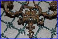 Vintage Victorian Gothic Wall Mounted Sconce Candle Holder-Cast Metal-Holds 2