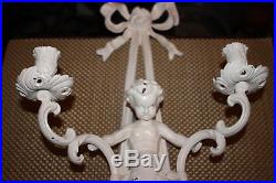 Vintage Victorian Style Angel Cherub Double Arm Wall Sconce Candle Holder-#1