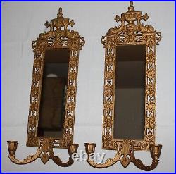 Vintage Victorian candle sconce mirror candle brass bronze dolphin koi fish set