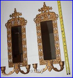 Vintage Victorian candle sconce mirror candle brass bronze dolphin koi fish set