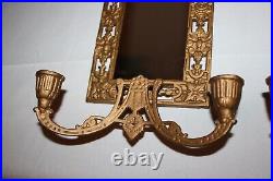 Vintage Victorian candle sconce mirror candle brass bronze dolphin koi fish set