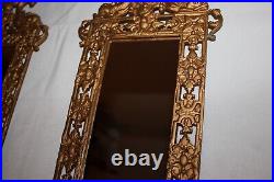 Vintage Victorian candle sconce mirror candle brass bronze dolphin koi fish set