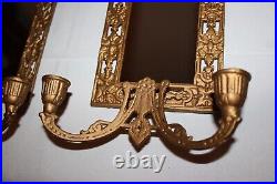 Vintage Victorian candle sconce mirror candle brass bronze dolphin koi fish set