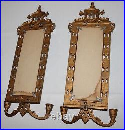 Vintage Victorian candle sconce mirror candle brass bronze dolphin koi fish set