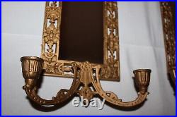 Vintage Victorian candle sconce mirror candle brass bronze dolphin koi fish set