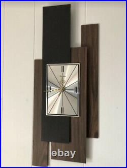 Vintage Wall Clock & Candle Holders Floating Panel Verichron MID Century MCM