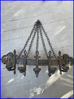 Vintage Wall Light Sconce Cast Metal Fixture Candle Holder Spooky Halloween Prop