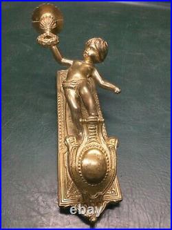 Vintage Wall Mount Solid Brass Cherub Cupid Candle Holder Wall Sconce Italy