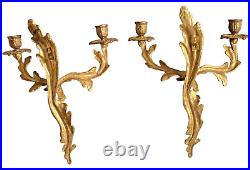 Vintage Wall Sconce Golden Solid Brass Candlestick Holder Candelabra Set of Two