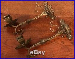 Vintage Wall Sconces Candle Holders Old Piano Light, Antique, candlesticks, Brass