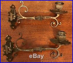 Vintage Wall Sconces Candle Holders Old Piano Light, Antique, candlesticks, Brass