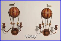 Vintage Wall Scones Candle Stick Holder Hot Air Balloons Decor 20 inches long