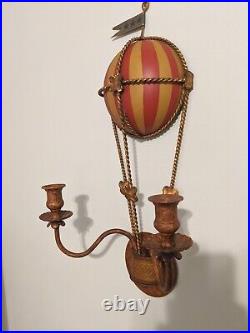 Vintage Wall Scones Candle Stick Holder Hot Air Balloons Decor 20 inches long