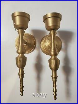 Vintage Wall Solid Brass Traditional Candle Holders Wall Matching Pair India